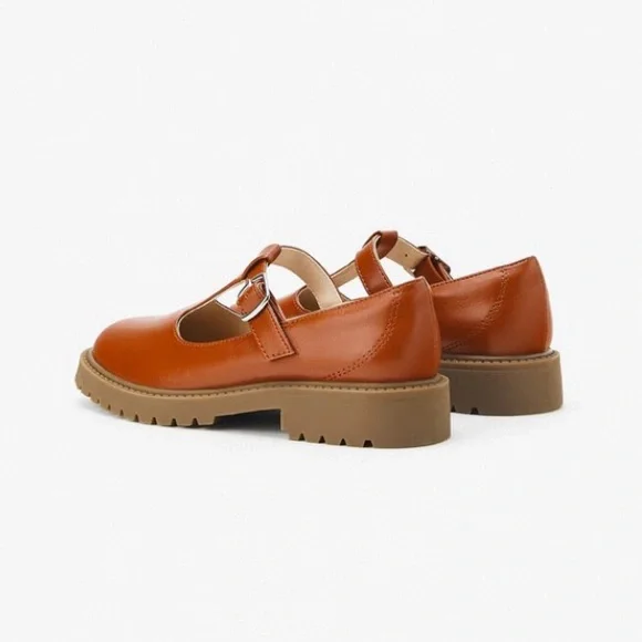 Zara girls cognac brown buckle shoes - Picture 4 of 8